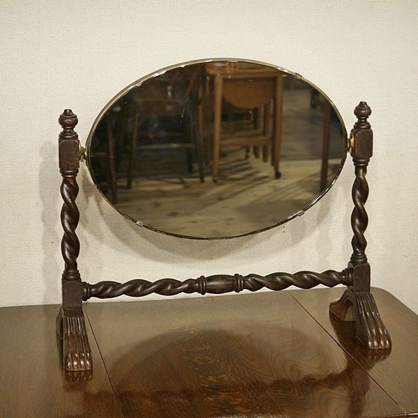 英国イギリスアンティーク家具 卓上ミラー テーブルミラー 卓上鏡 