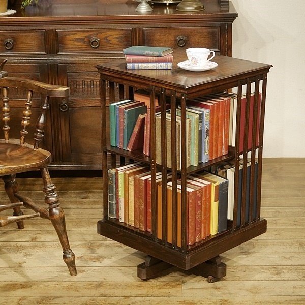 英国アンティーク木製ブックシェルフ 本棚 飾り棚 ラック テーブル(81