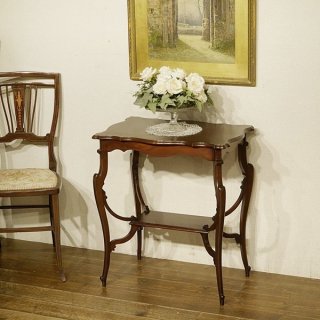 英国アンティーク家具 1910年代エドワーディアン オケージョナルテーブル ウインドウテーブル  花台 マホガニー材無垢 A384
