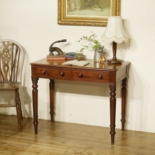 英国イギリスアンティーク家具 1900年代 ライブラリーデスク ホールテーブル ヴィクトリアン マホガニー材 A414
