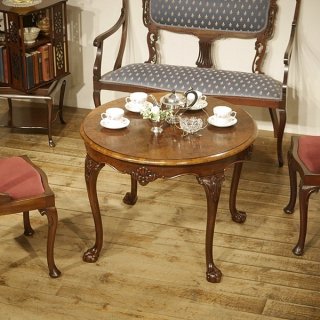 英国アンティーク家具 ラウンドテーブル 丸テーブル ボール＆クロウ コーヒーテーブル マホガニー材 猫脚 A451