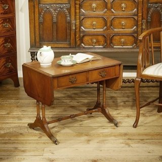英国イギリスアンティーク家具 バタフライ ソファテーブル コーヒーテーブル マホガニー材 A572