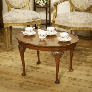 英国イギリスアンティーク家具 コーヒーテーブル オーバル 楕円 猫脚 マホガニー材 A746