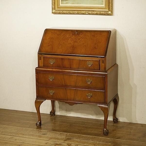 イギリスビンテージ ライティングビューロー デスク 猫足 【公式通販】