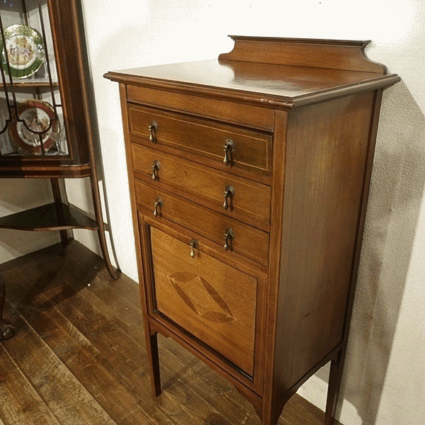 イギリスアンティーク家具 | ミュージックキャビネット | 象嵌