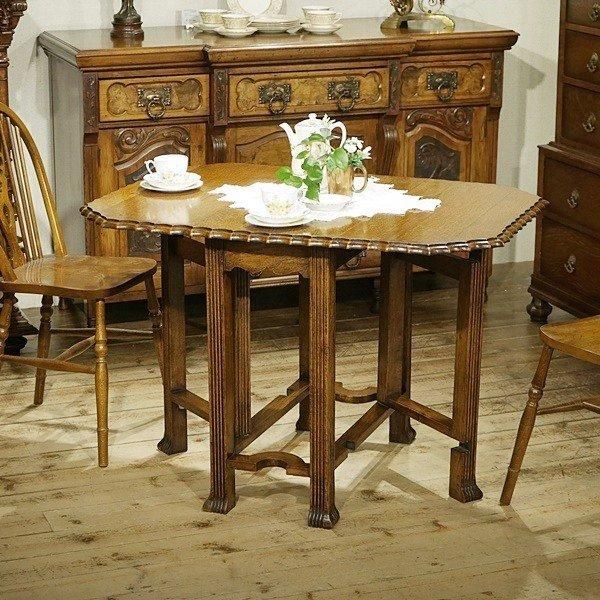英国アンティーク家具 | ゲートレッグテーブル | オーク材総無垢