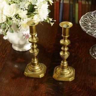英国イギリスアンティーク ペアキャンドルスタンド 2本セット ブラス 真鍮製 燭台  1930年代 ローソク立て S088