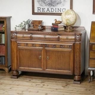 英国イギリスアンティーク家具 サイドボード バフェ 彫刻 樫 オーク材 B477W