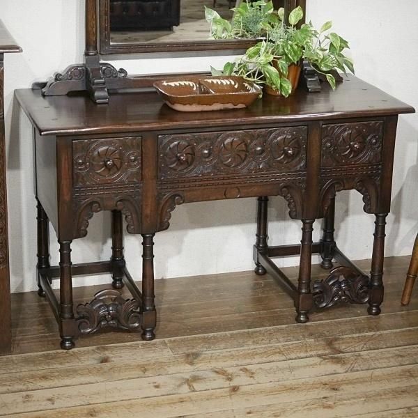 アンティーク 家具 ホールテーブル デスク 机 英国 119A 机・テーブル