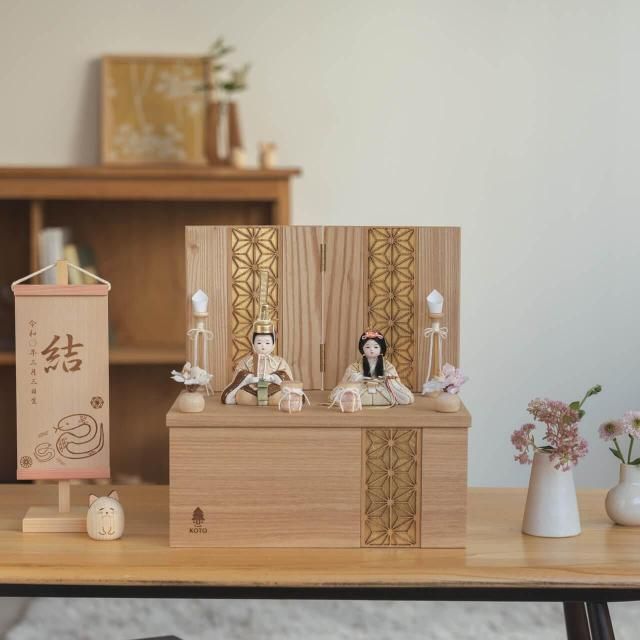 ことの木目込ひな　つき　麻の葉　収納