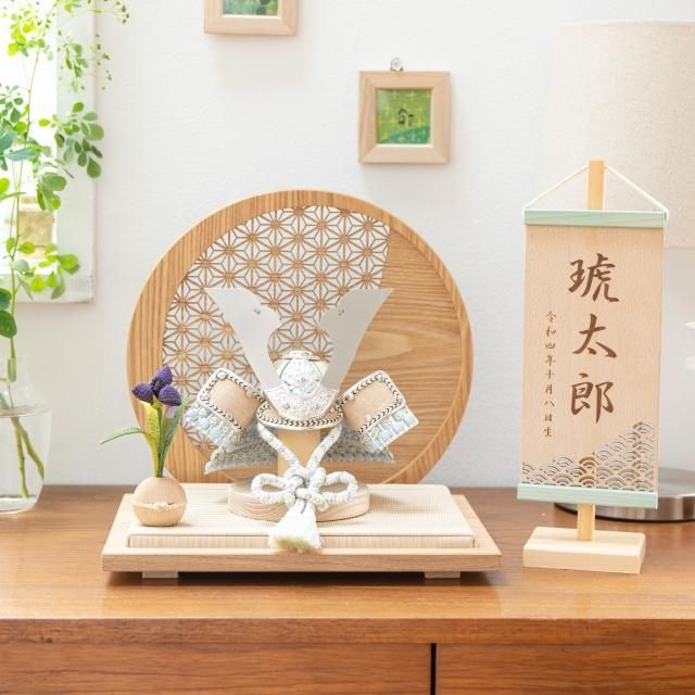 ハンドメイド五月人形 （こどもの日】木と和紙の五月人形3点