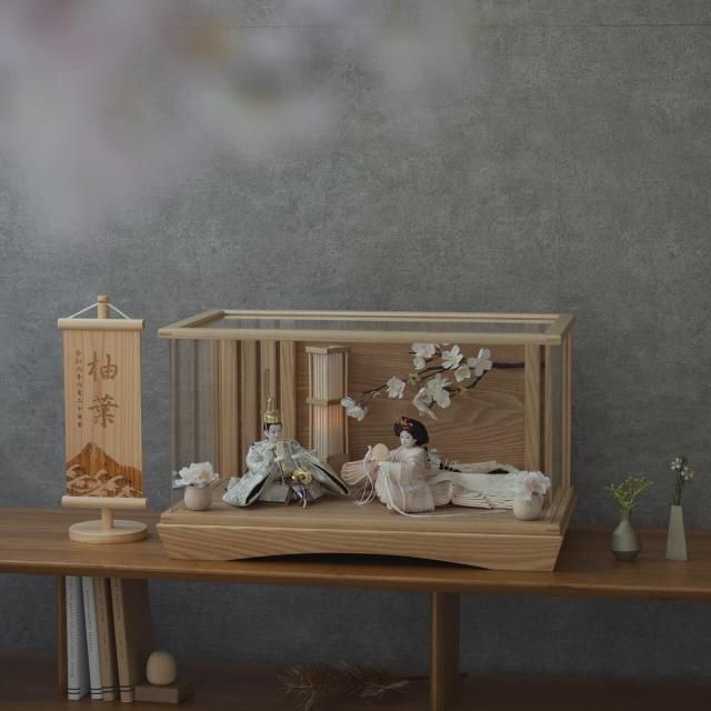 ことの平安ひな　このは　桜円ケース　駿河行燈付