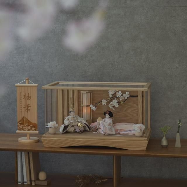 ことの平安ひな　はな　桜円ケース　駿河行燈付