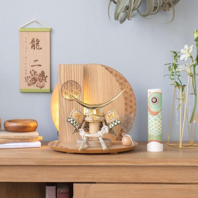 ことのオリジナル兜　伊達政宗　灯円麻の葉衝立N