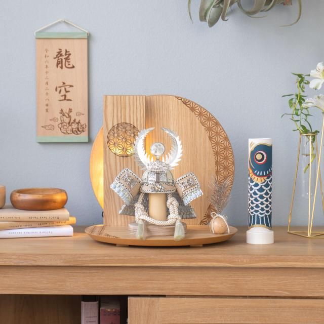 ことのオリジナル兜　徳川家康　灯円麻の葉衝立N