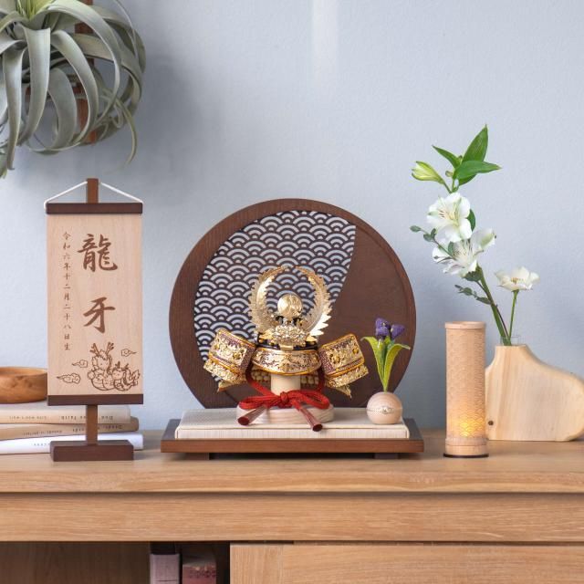 KOTO×悠雅コラボ兜　徳川家康　青海波　円形B衝立