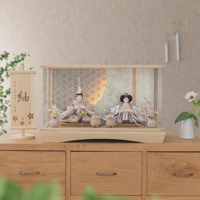 ことのひな人形　ほのか　灯円ケース　円麻の葉　銀N