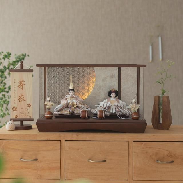 ことのひな人形　ほのか　灯円ケース　円麻の葉　銀B