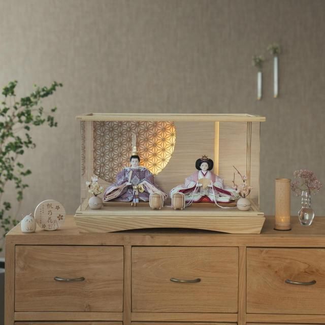 ことのひな人形　ゆい　灯円ケース　円麻の葉NN