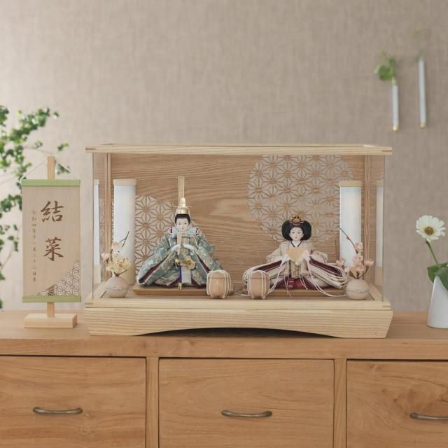 ことのひな人形　ゆうか　円ケース　麻の葉N　円柱行燈付