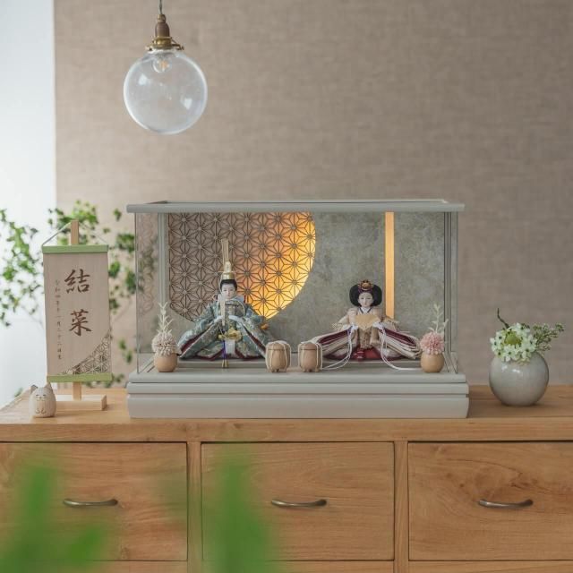 ことのひな人形　ゆうか　灯和ケース　麻の葉　銀モカM