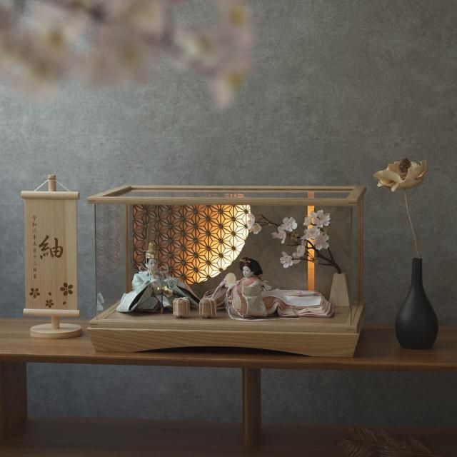 ことの平安ひな　そら　灯円ケース　円麻の葉　銀N