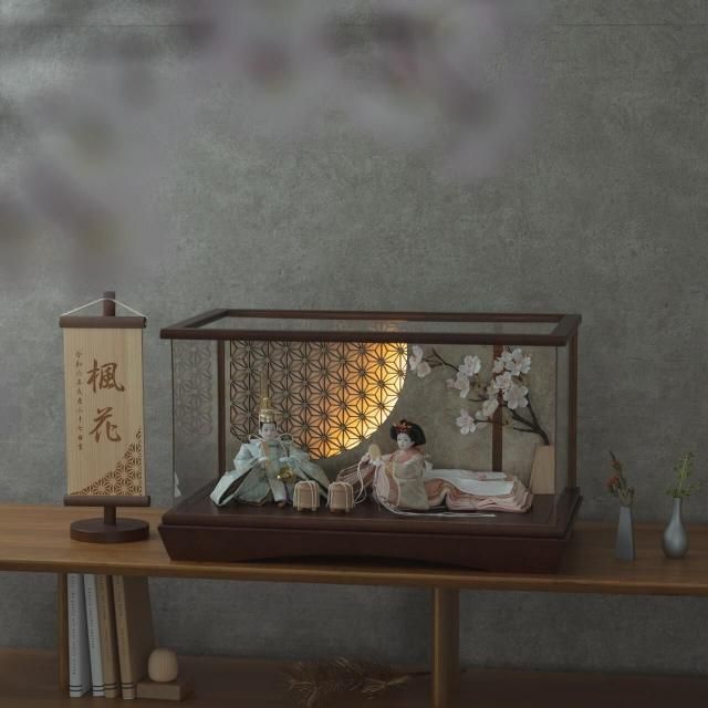 ことの平安ひな　そら　灯円ケース　円麻の葉　銀B