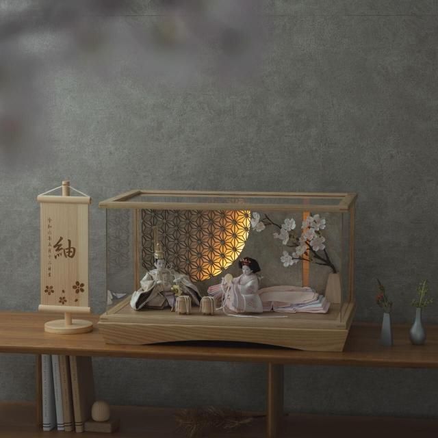 ことの平安ひな　はな　灯円ケース　円麻の葉　銀N