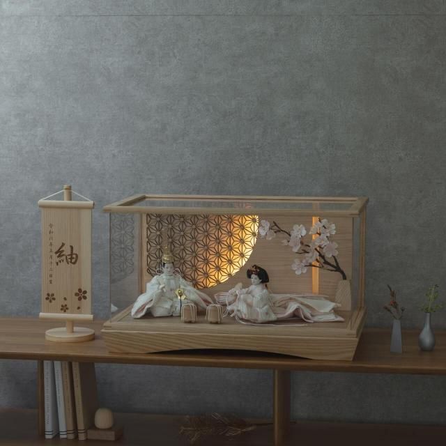 ことの平安ひな　ゆき　灯円ケース　円麻の葉　NN