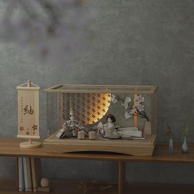 ことの平安ひな　つき　灯円ケース　円麻の葉　銀N