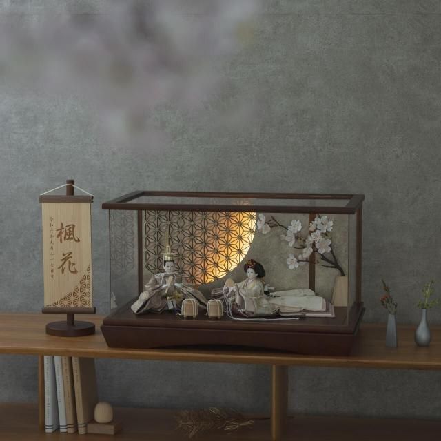 ことの平安ひな　つき　灯円ケース　円麻の葉　銀B