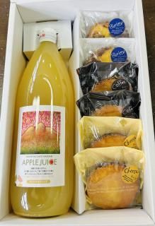 【416】オリジナルりんごジュース1000ml・カップケーキ3種(アップルチーズ・コーヒー・ブルーベリー)各2個<img class='new_mark_img2' src='https://img.shop-pro.jp/img/new/icons62.gif' style='border:none;display:inline;margin:0px;padding:0px;width:auto;' />