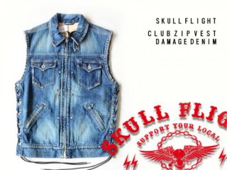 SKULL FLIGHT/ե饤ȡۥ٥/DENIM CLUB ZIP VEST 