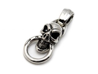 Bill Wall Leather/ӥ륦쥶ۥڥ/PN877:Medium Good Luck Skull with Ring Pendant