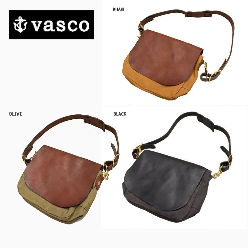 VASCO/ヴァスコ】BAG/キャンバス×レザーメールバッグ スモール：VSｰ