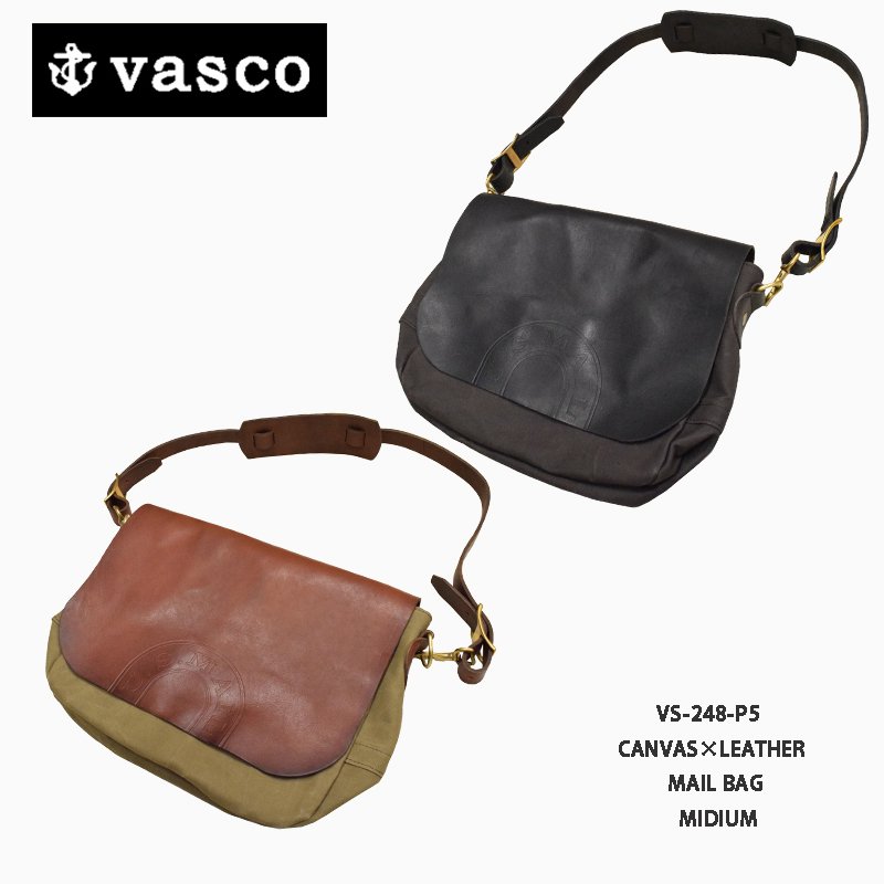 VASCO/ヴァスコ】BAG/キャンバス×レザーメールバッグ ミディアム：VS ...