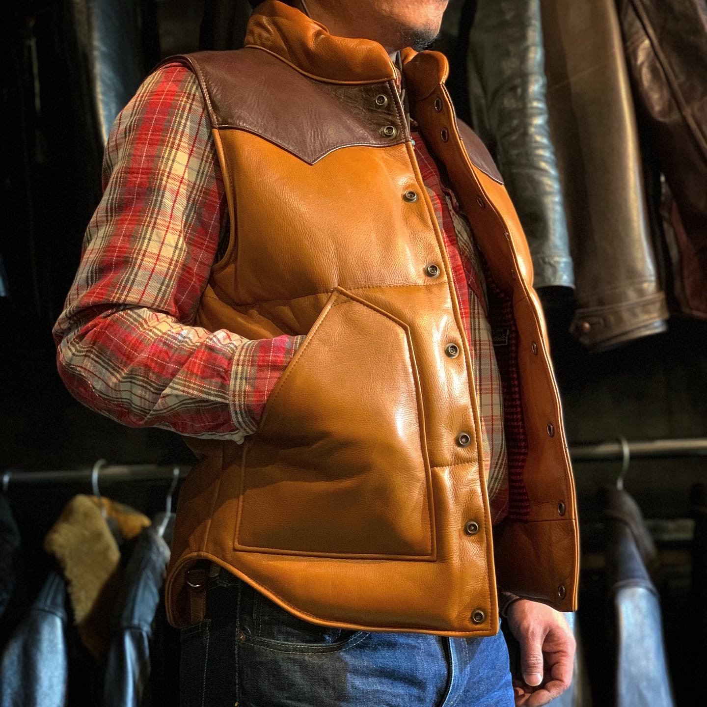 Y'2 LEATHER/ワイツーレザー】ベスト/SVｰ01:LEATHER DOWN VEST 