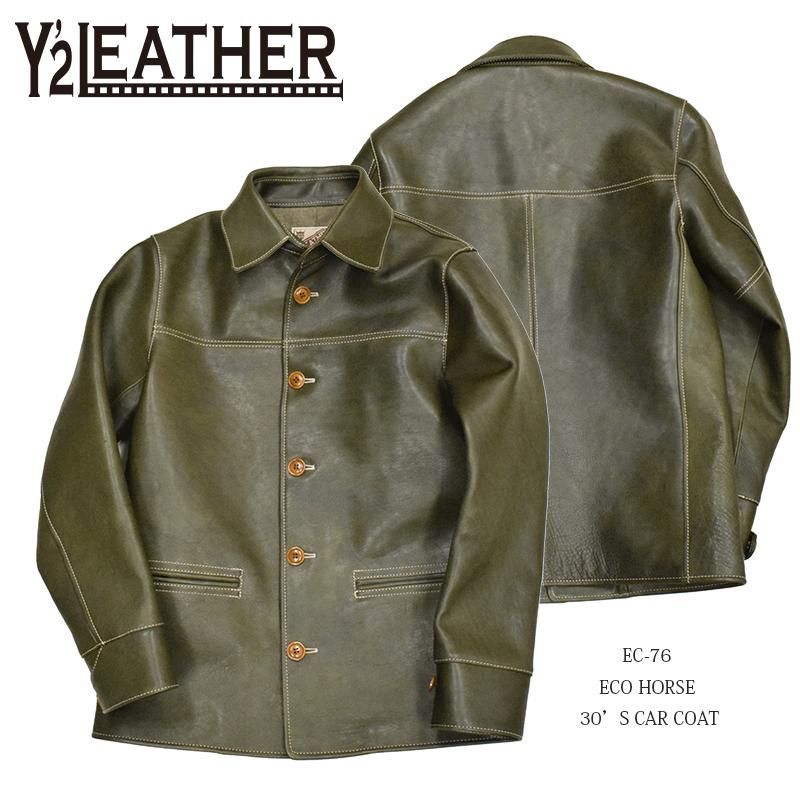 【Y'2 LEATHER/ワイツーレザー】レザージャケット/EC-76 ECO HORSE 30’S CAR COAT ：OLIVE  REALDEAL仙台(リアルディール仙台)