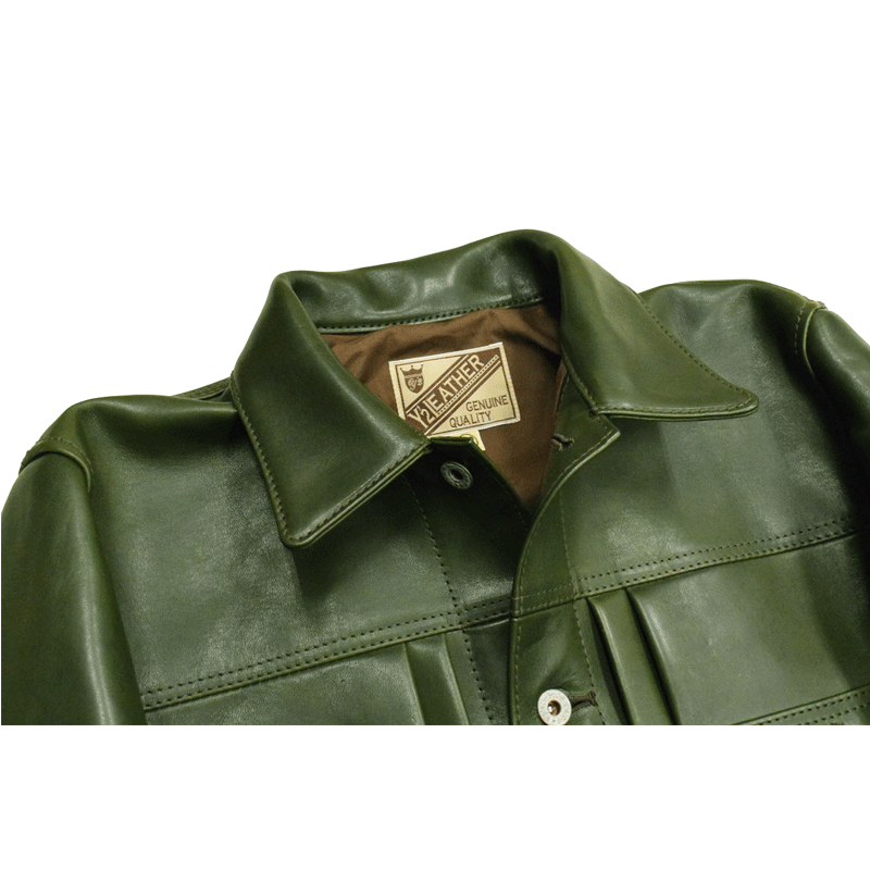 【Y'2 LEATHER/ワイツーレザー】レザージャケット/EB-140 ECO HORSE 1st Type Gジャン：OLIVE  REALDEAL仙台