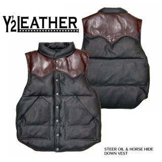 【Y'2 LEATHER/ワイツーレザー】ベスト/SVｰ01:LEATHER DOWN VEST 