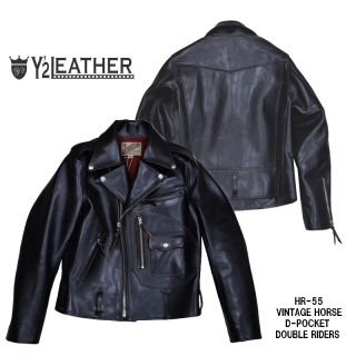 【Y'2 LEATHER/ワイツーレザー】レザージャケット/HR-55 VINTAGE HORSE D-POCKET DOUBLE RIDERS