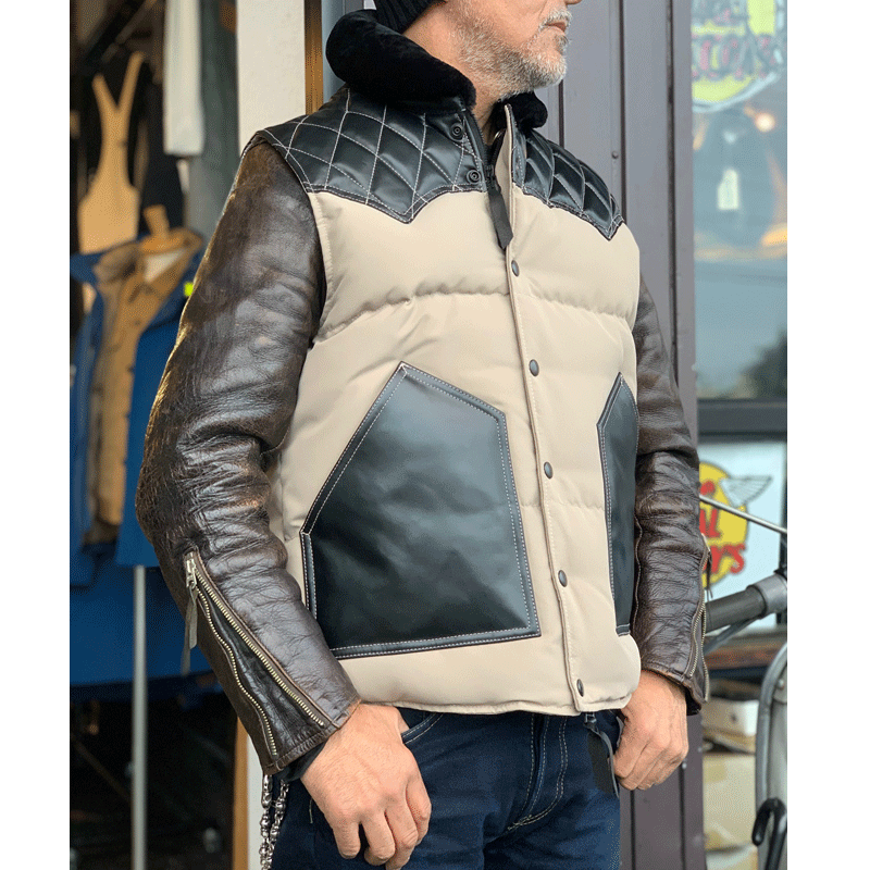 【SKULL FLIGHT スカルフライト】ベスト / LEATHER DOWN VEST:SFV21ー001 REALDEAL仙台(リアルディール仙台)