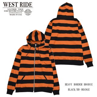 WEST RIDE/ȥ饤ɡۥաǥ/HEAVY BORDER HOODIEBLACKDD ORANGE