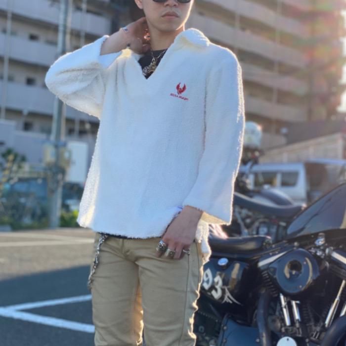 スカルフライト★メンズパイルシャツ　七分袖 SKULL FLIGHT/スカルフライト】 7分袖Tシャツ/パイルプル