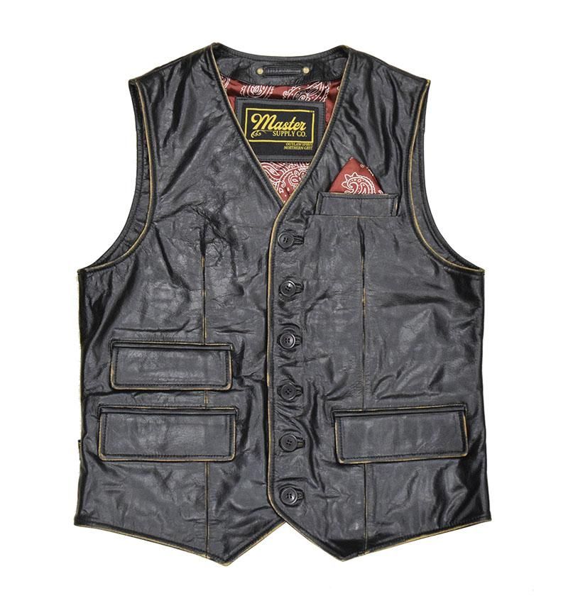 【美品】DIESELレザーベスト／再値下げしました！ master SUPPLY/マスターサプライ】レザーベスト/Gunslinger REALDEAL
