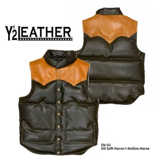 Y'2 LEATHER/磻ġ쥶REALDEAL٥/OV-01:OIL SOFT HORSE DONW VEST