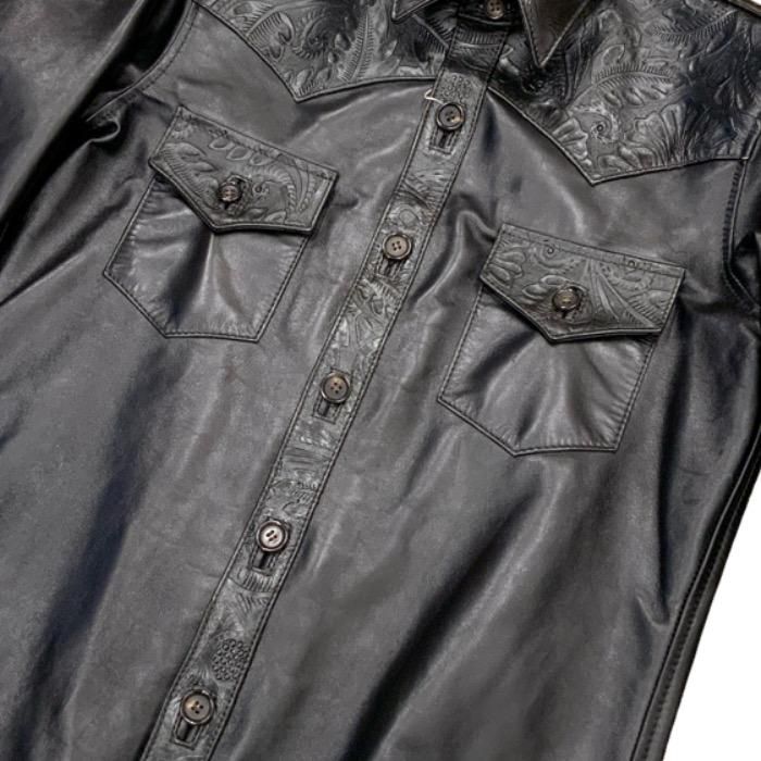 Y'2 LEATHER/ワイツーレザー】レザーシャツ/ OIL SOFT HORSE