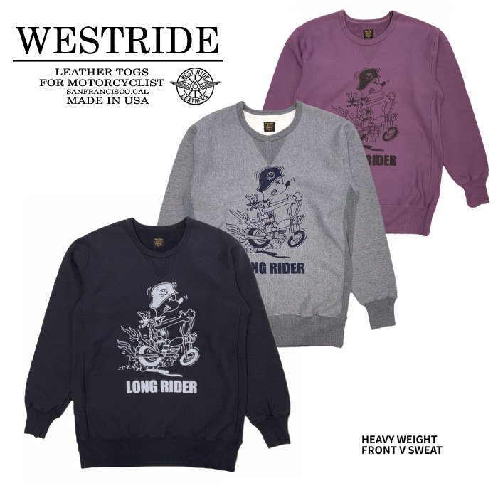 【WESTRIDE/ウエストライド】スウェット/HEAVY WEIGHT FRONT V SWEAT　LONG WAY/IM1020　REAL  DEAL仙台(リアルディール仙台)