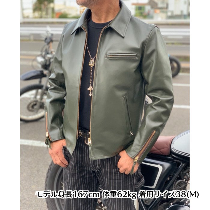 【Y'2 LEATHER/ワイツーレザー】レザージャケット/PR-65-SP/カラー オリーブ：VINTAGE HORSE“Light” SINGLE  RIDERS JACKET REALDEAL仙台