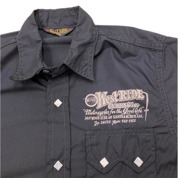 WESTRIDE/ウエストライド】 半袖シャツ/ SNAP WORK SHIRTS（ロゴ